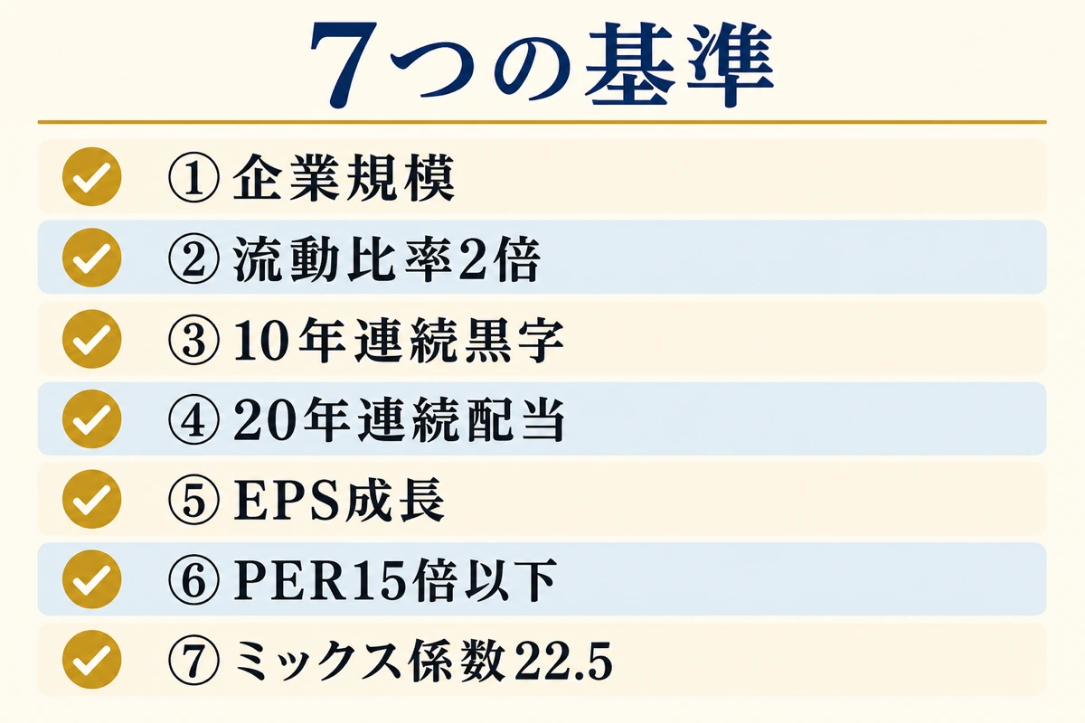 グレアムの7つの基準一覧
